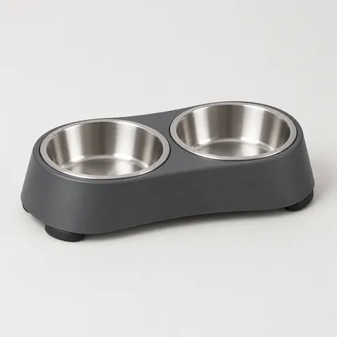 Purrfect Pals Stainless Steel Double Pet Bowl, 700 ml