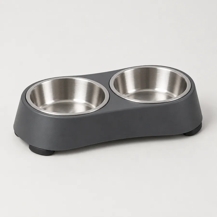 Purrfect Pals Stainless Steel Double Pet Bowl, 700 ml